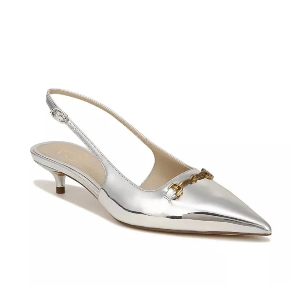 Sam Edelman Fitzgerald Kitten Heels in Silver Size 7.5 - Picture 2 of 12